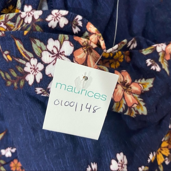 Plus Sz XXL Blue Floral Long Flutter Sleeve - Picture 7 of 7